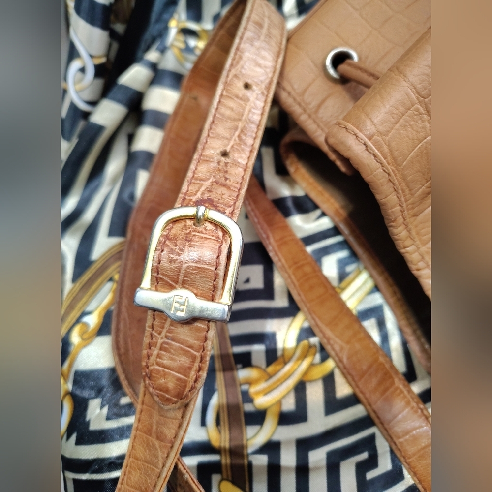 Fendi Tan Croc-Embossed Shoulder Bag - Picture 7 of 16